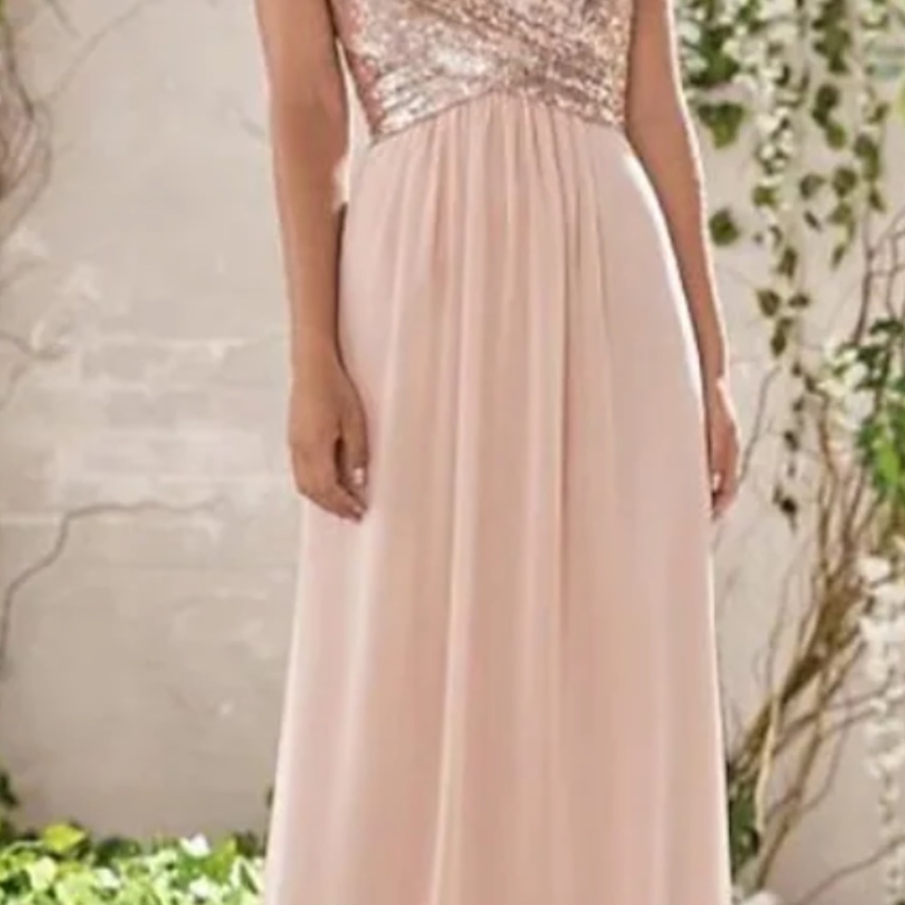 Never Worn Sequin/Blush/Rosé Bridesmaid Dress: Chiffon /sequin
